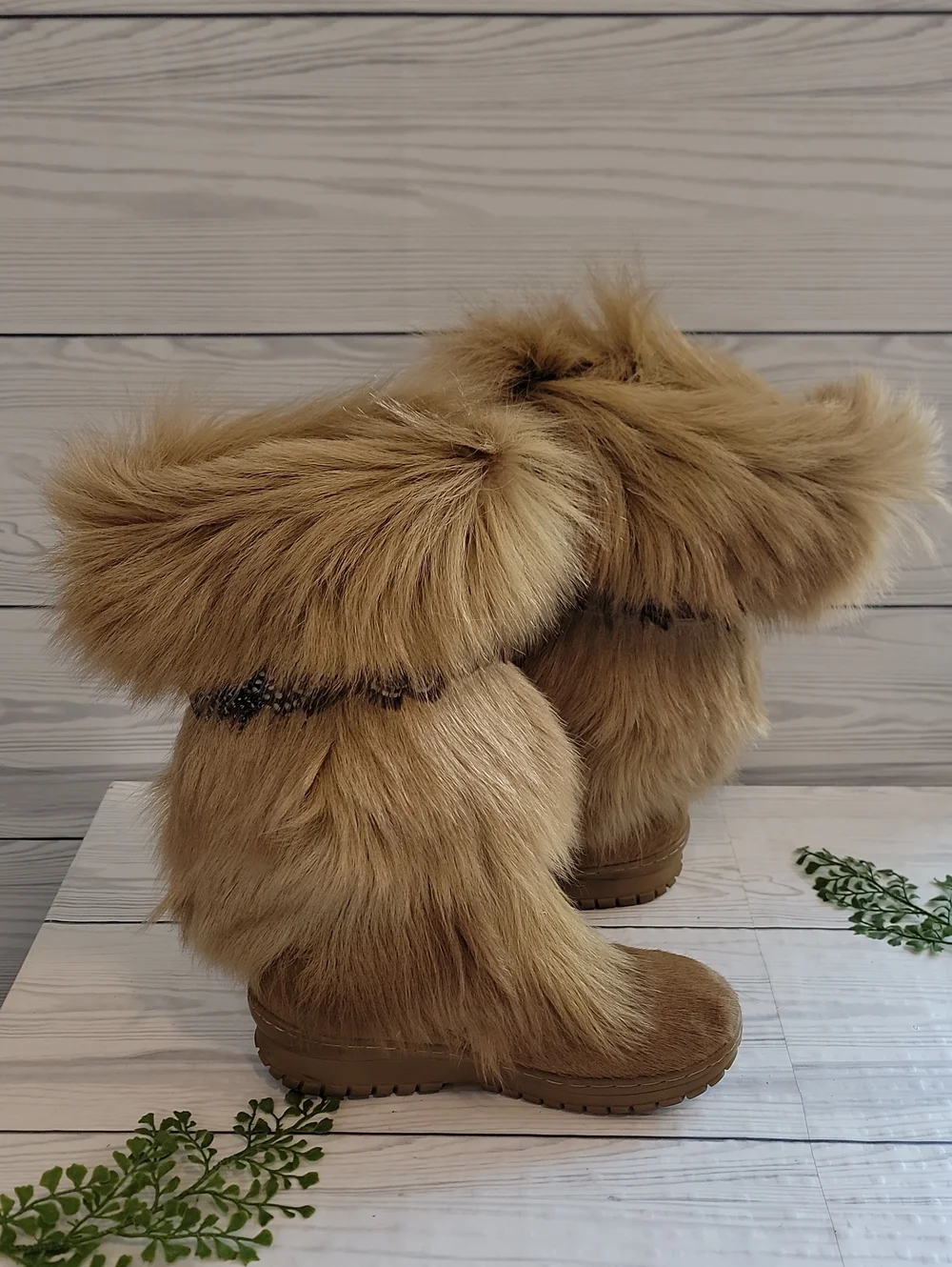 Bearpaw Kola Vintage Fur Boots Brown Suede Womens Size 7